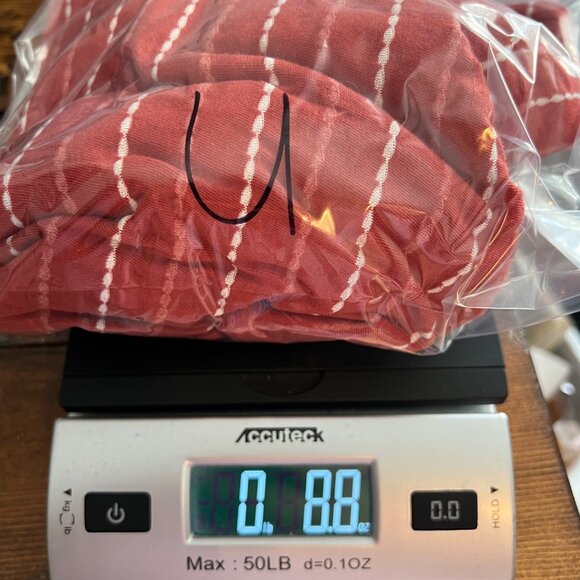 Loft Beach Off The Shoulder Dress Size Large Brick Red & White Striped Vacation - Picture 8 of 8